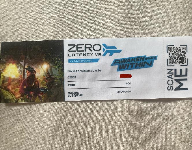 80€ pour Zero Latency VR Luxembourg