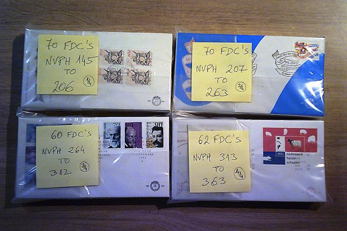 ENVELOPPES PREMIER JOUR (FDC) PAYS-BAS LOT DE 262