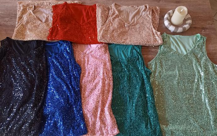 Haut à sequins – Neuf, plusieurs couleurs disponibles