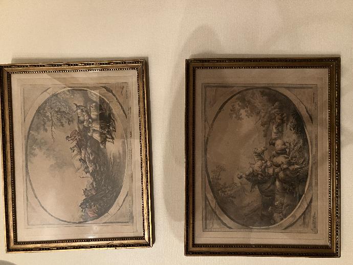 Paires de gravures JB HUET - Demarteau - Le Matin , Le Soir