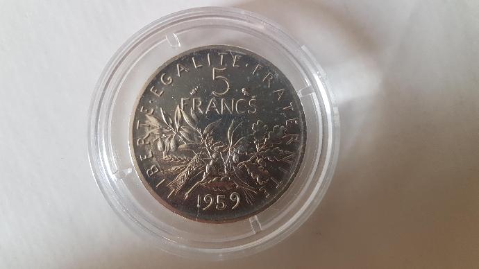 5 Francs Semeuse 1959 Essai Grand 5 Argent - RARE