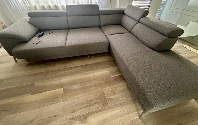Sofa, dark grey, angle, motorized, spare bed function