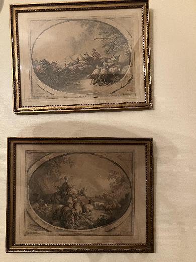 Paires de gravures JB HUET - Demarteau - Le Matin , Le Soir