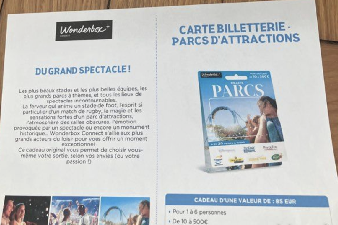 Vente 2 billets  wonderbox parc d’attraction 